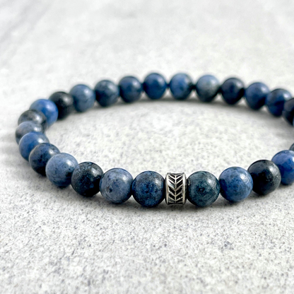 Dumortierite Beaded Bracelet with Chevron Accent