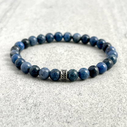 Dumortierite Beaded Bracelet with Chevron Accent