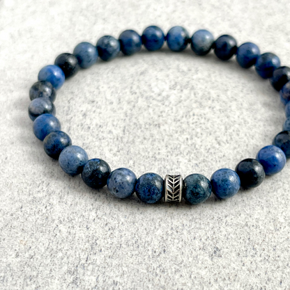 Dumortierite Beaded Bracelet with Chevron Accent