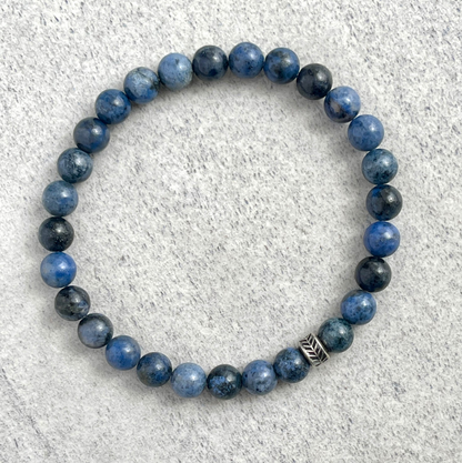 Dumortierite Beaded Bracelet with Chevron Accent