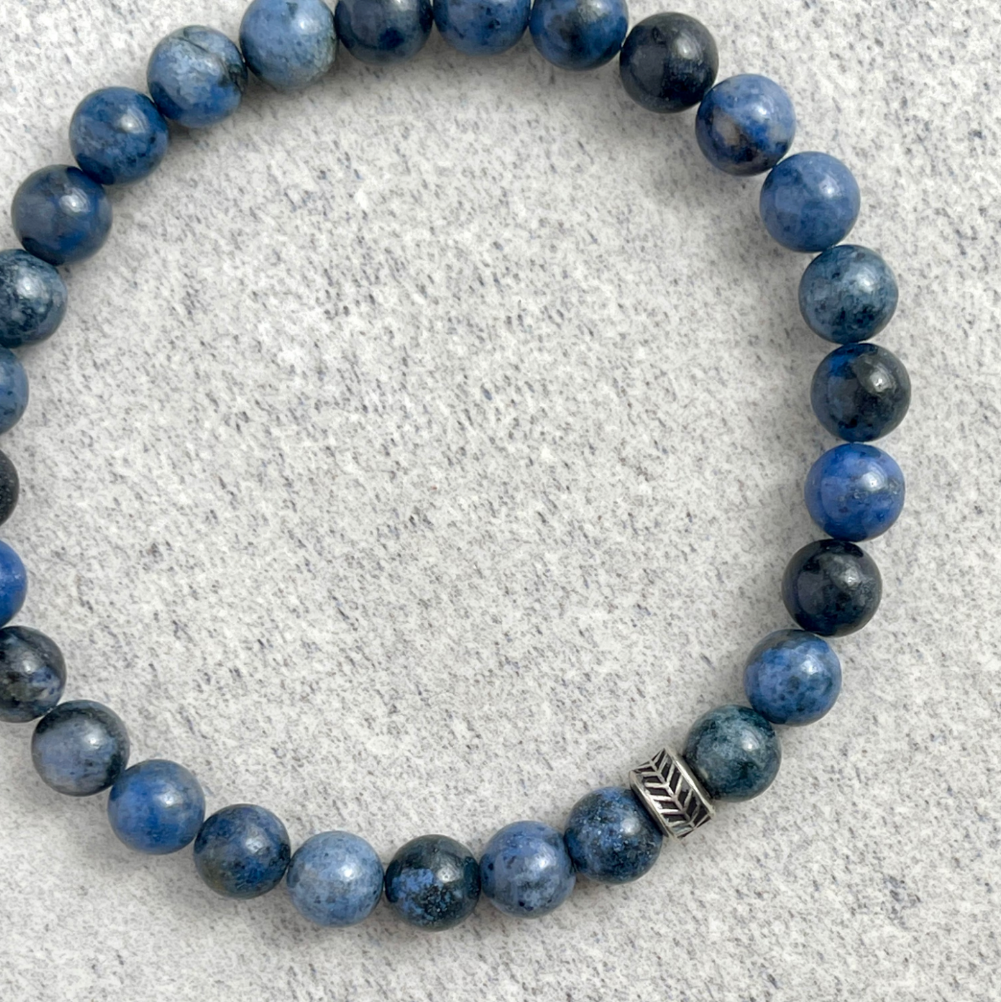 Dumortierite Beaded Bracelet with Chevron Accent