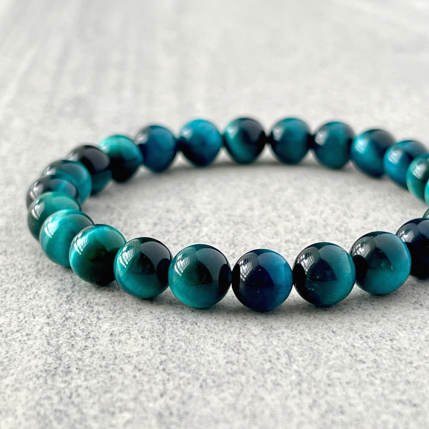 Aqua Blue Tiger Eye Beaded Bracelet