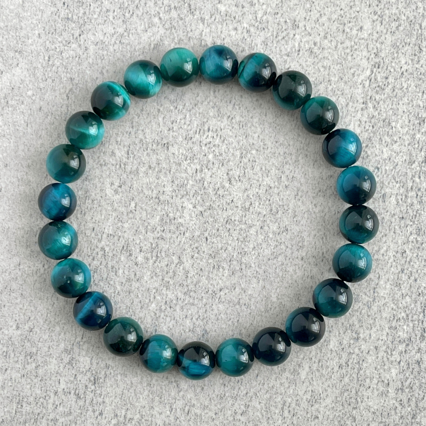 Aqua Blue Tiger Eye Beaded Bracelet