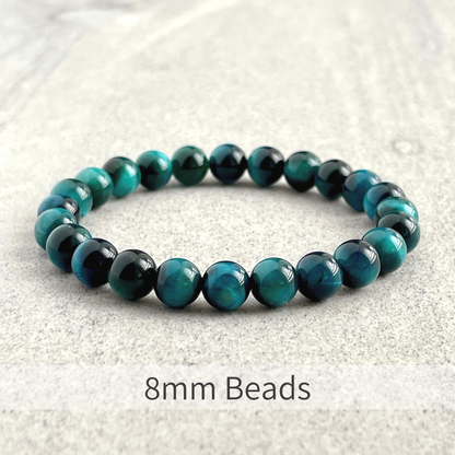 Aqua Blue Tiger Eye Beaded Bracelet