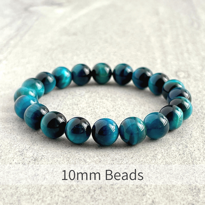 Aqua Blue Tiger Eye Beaded Bracelet