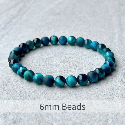 Aqua Blue Tiger Eye Beaded Bracelet