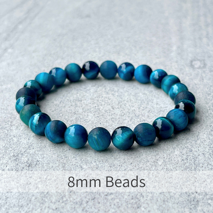 Aqua Blue Tiger Eye Beaded Bracelet