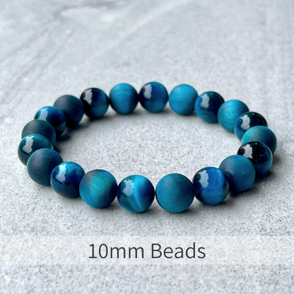 Aqua Blue Tiger Eye Beaded Bracelet