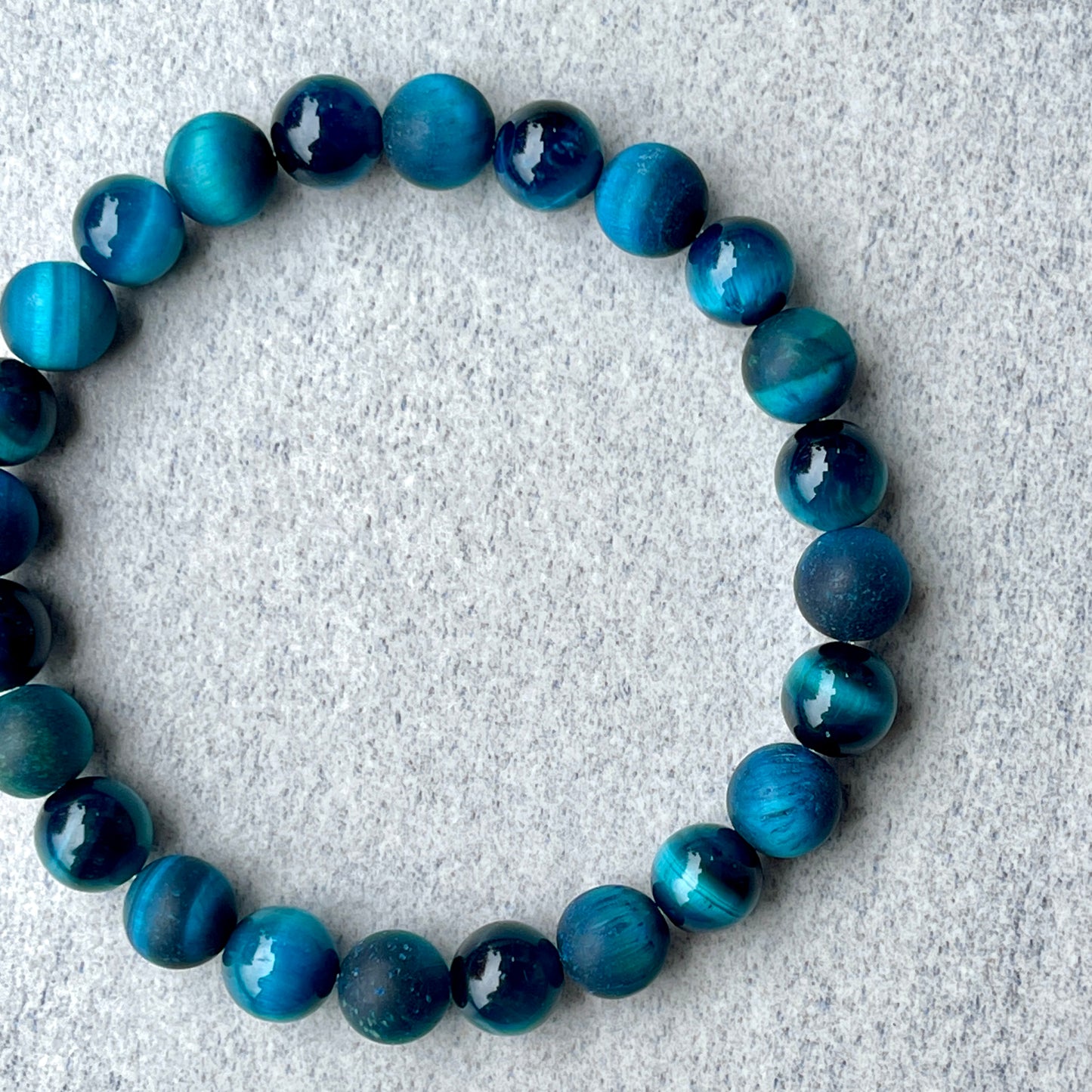 Aqua Blue Tiger Eye Beaded Bracelet