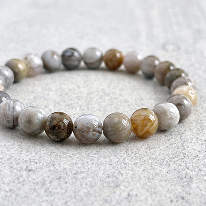 Bamboo Leaf Agate Beaded Bracelet