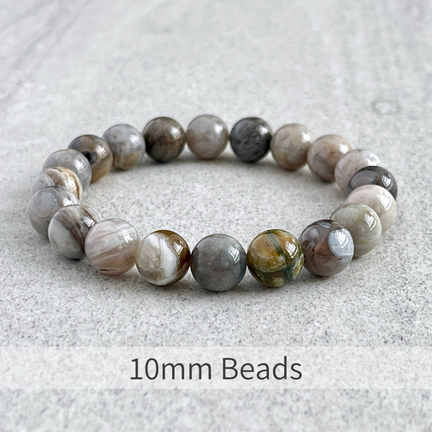 Bamboo Leaf Agate Beaded Bracelet