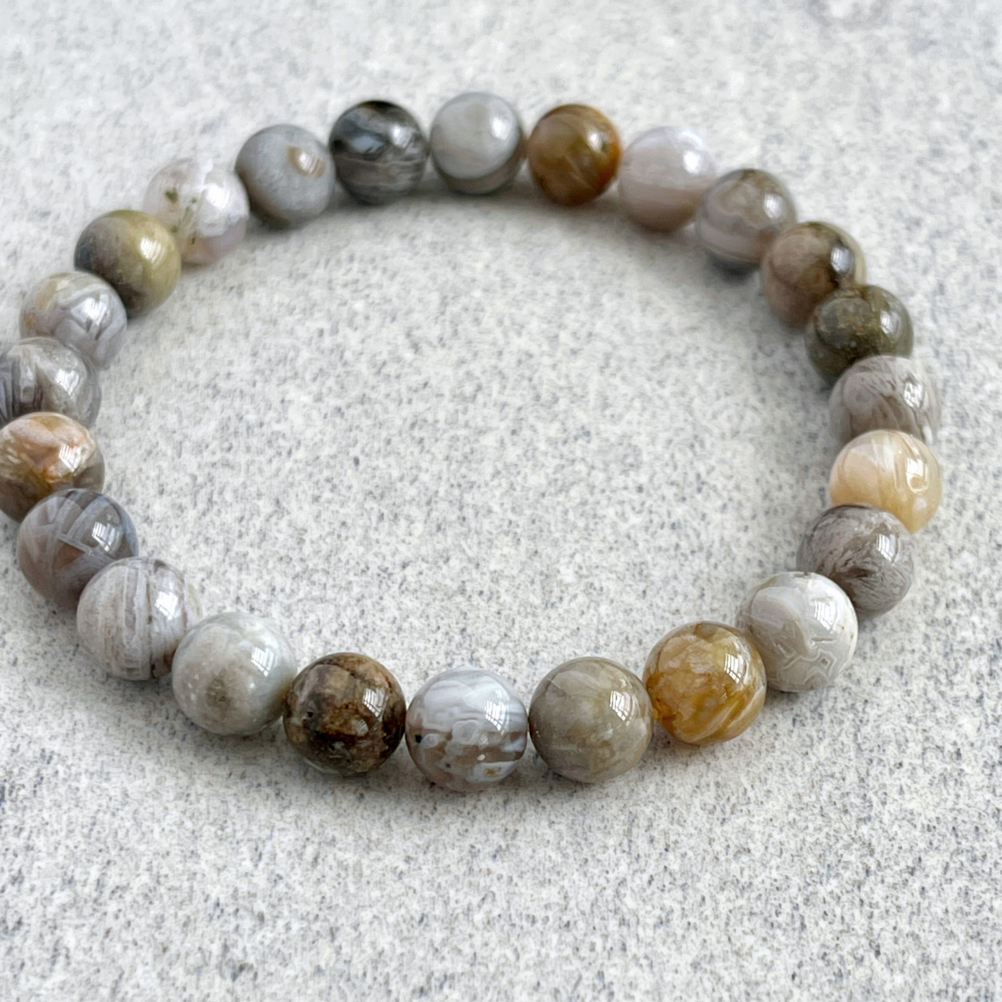 Bamboo Leaf Agate Beaded Bracelet