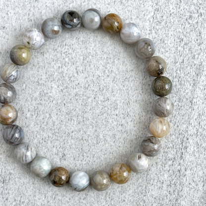 Bamboo Leaf Agate Beaded Bracelet