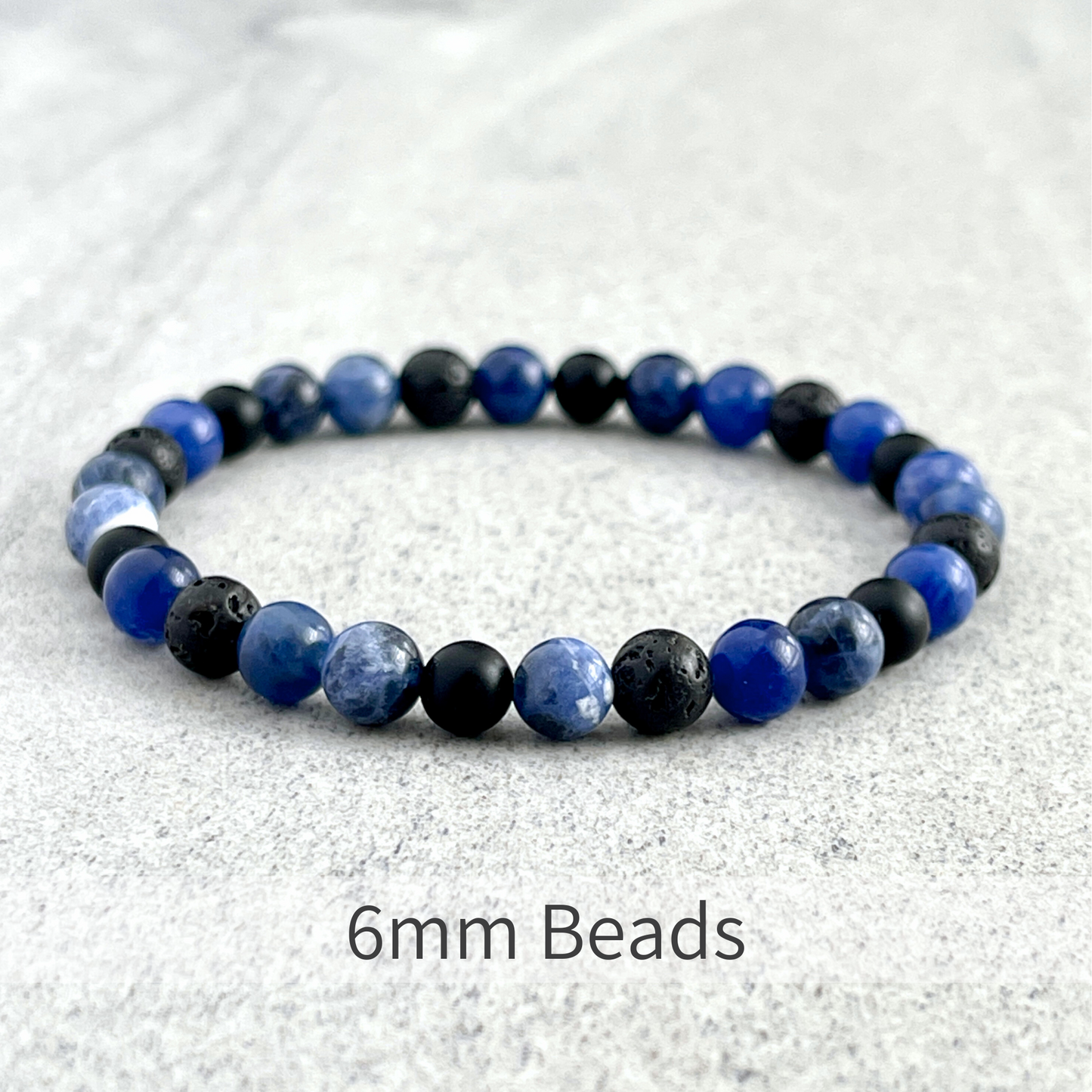 Blue Camo - Sodalite, Matte Onyx and Black Lava Beaded Bracelet