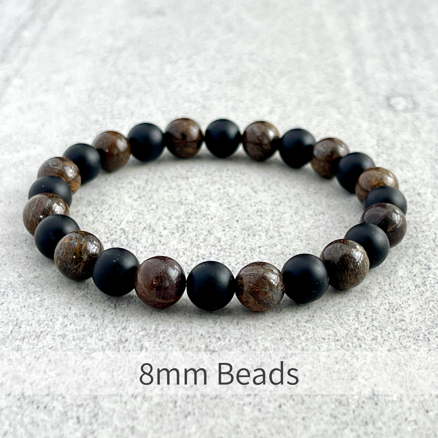 Bronzite and Matte Onyx Beaded Bracelet