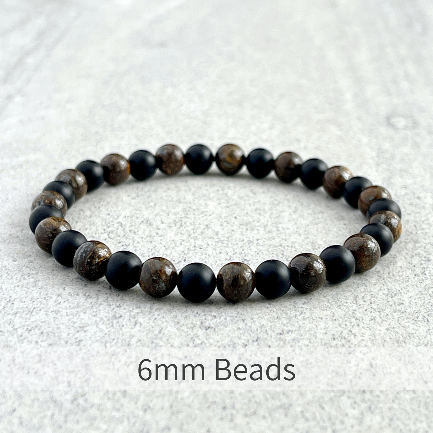 Bronzite and Matte Onyx Beaded Bracelet