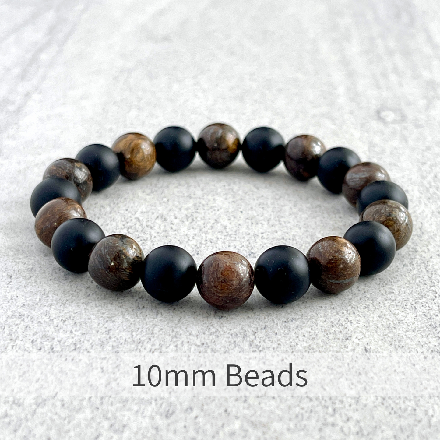 Bronzite and Matte Onyx Beaded Bracelet