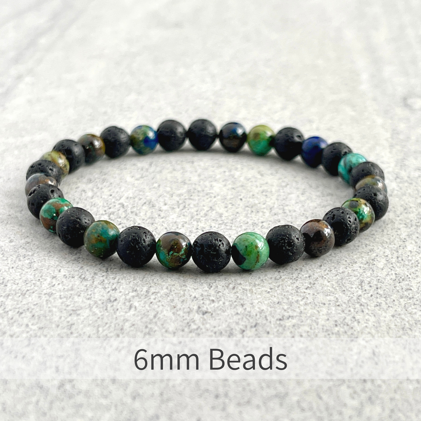 Chrysocolla and Black Lava Beaded Bracelet