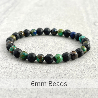 Chrysocolla and Black Lava Beaded Bracelet