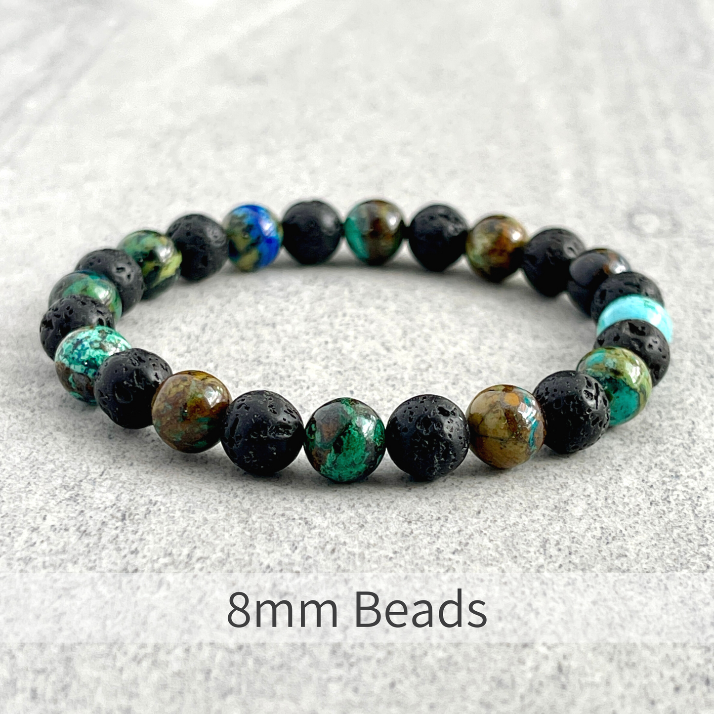 Chrysocolla and Black Lava Beaded Bracelet