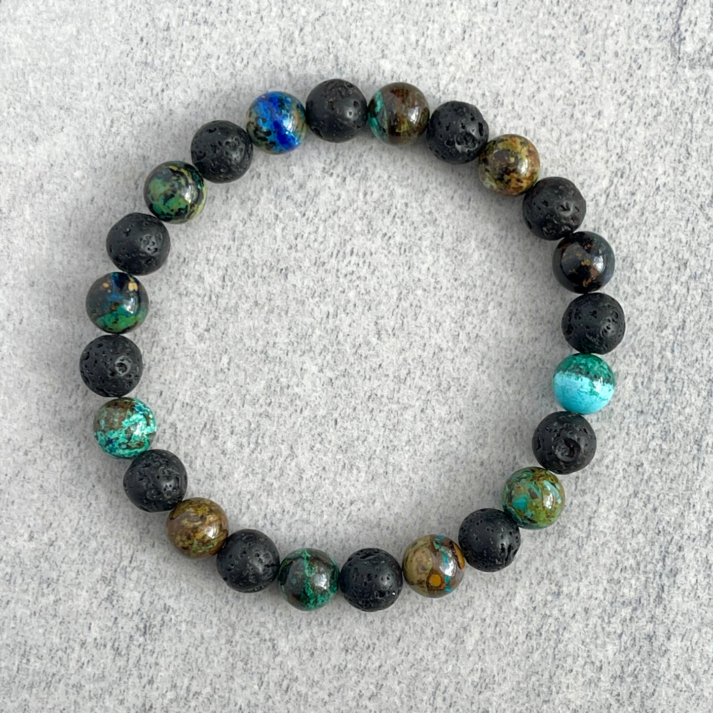 Chrysocolla and Black Lava Beaded Bracelet