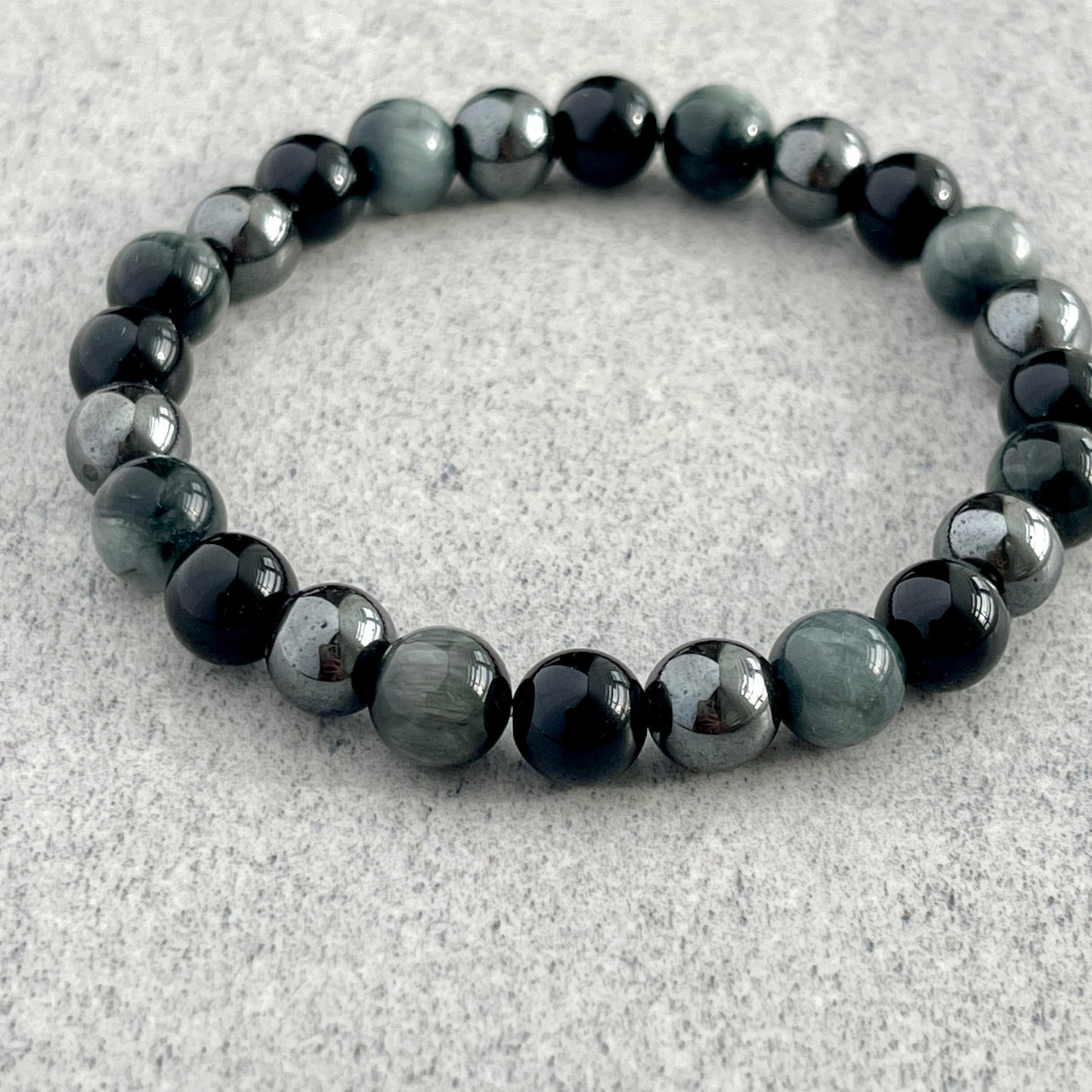 Chrysoberyl, Onyx & Hematite Beaded Bracelet