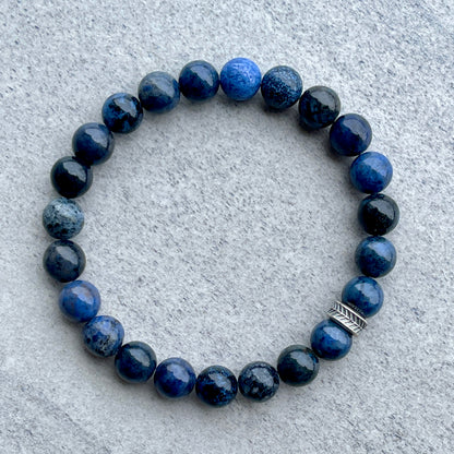 Dumortierite Beaded Bracelet with Chevron Accent