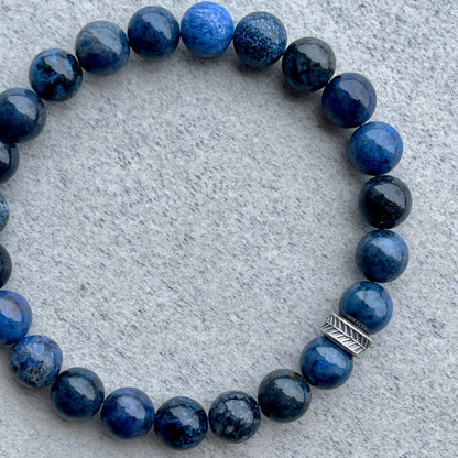 Dumortierite Beaded Bracelet with Chevron Accent