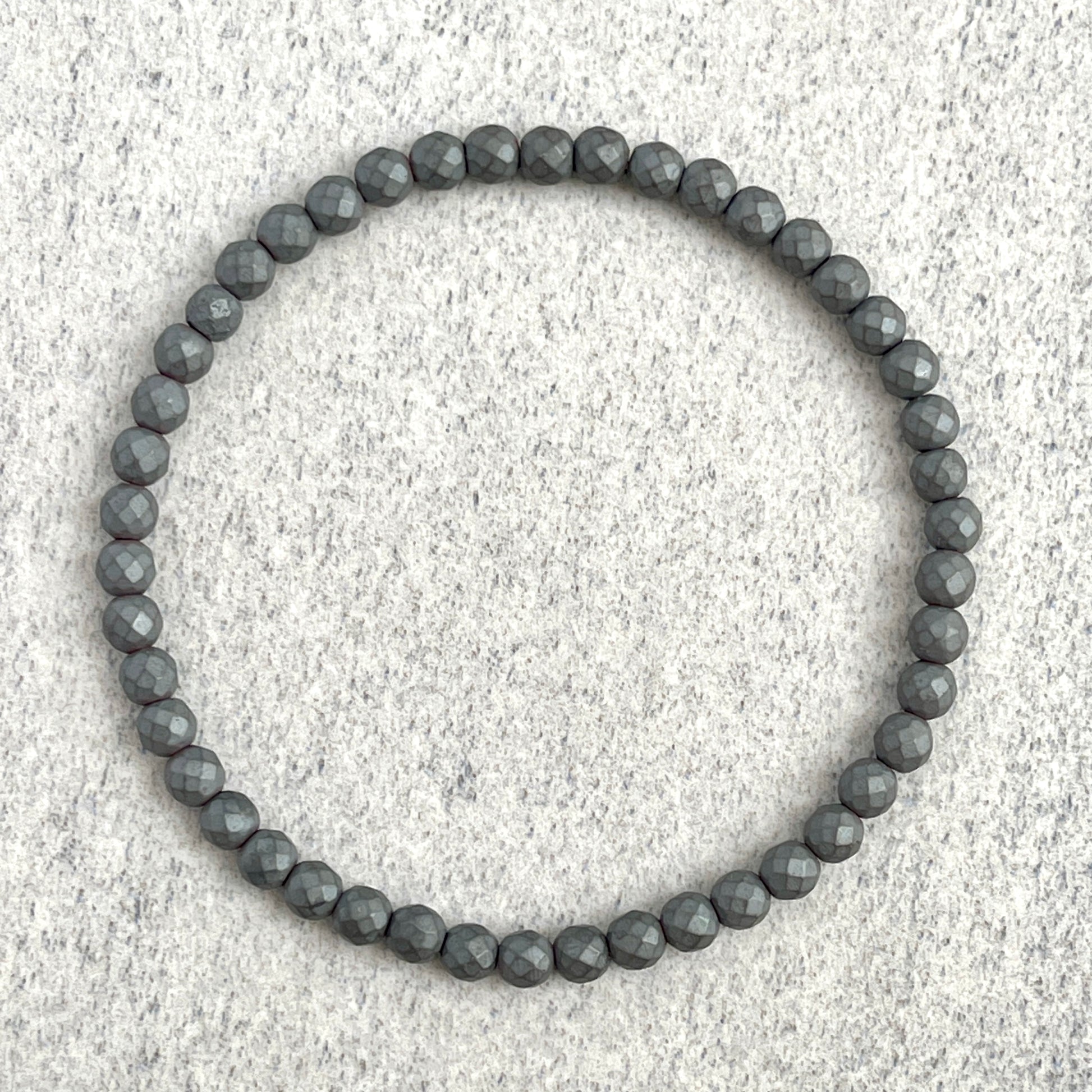 Modern Faceted Matte Hematite Beaded Bracelet