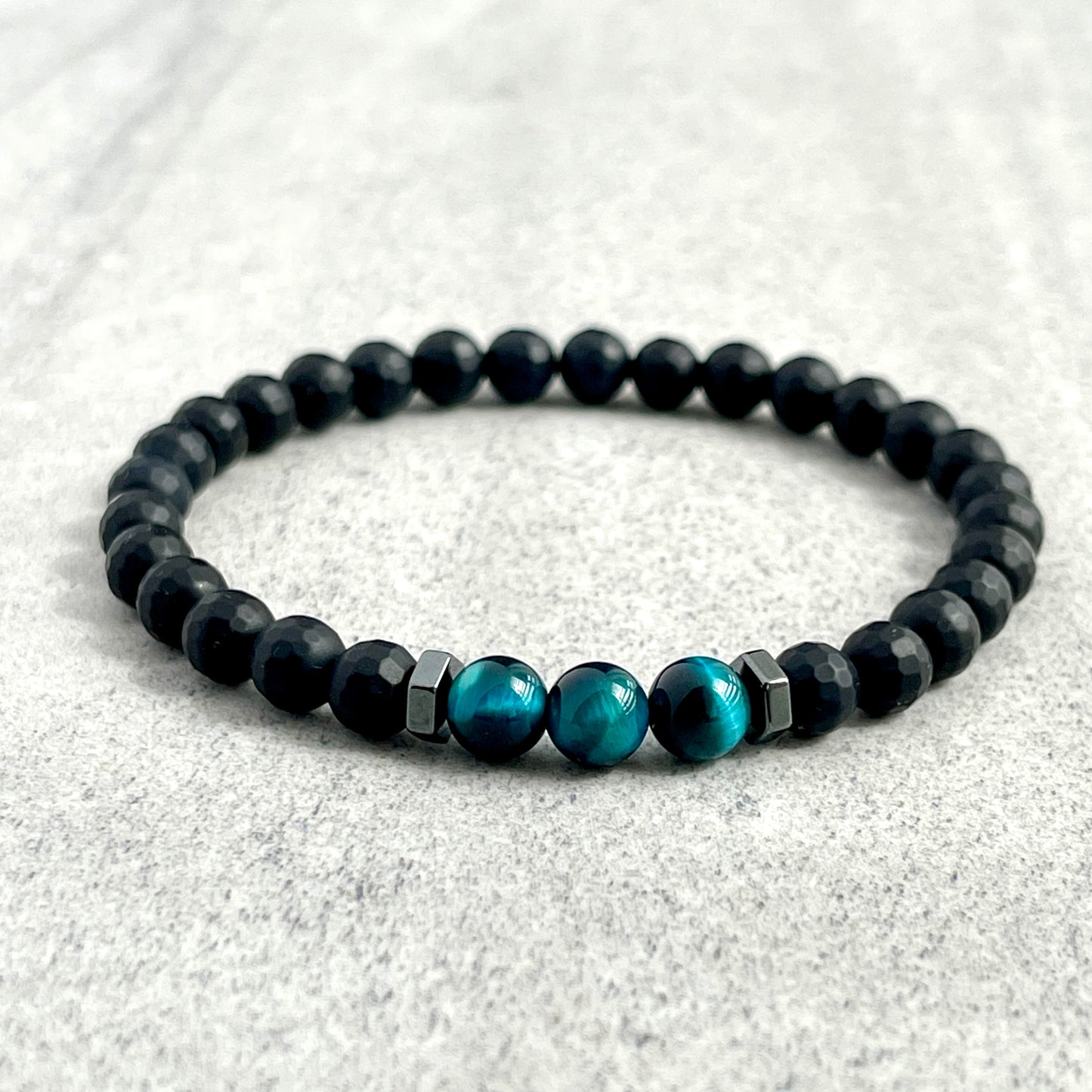 Aqua Blue Tiger Eye & Hematite for Casual Wear