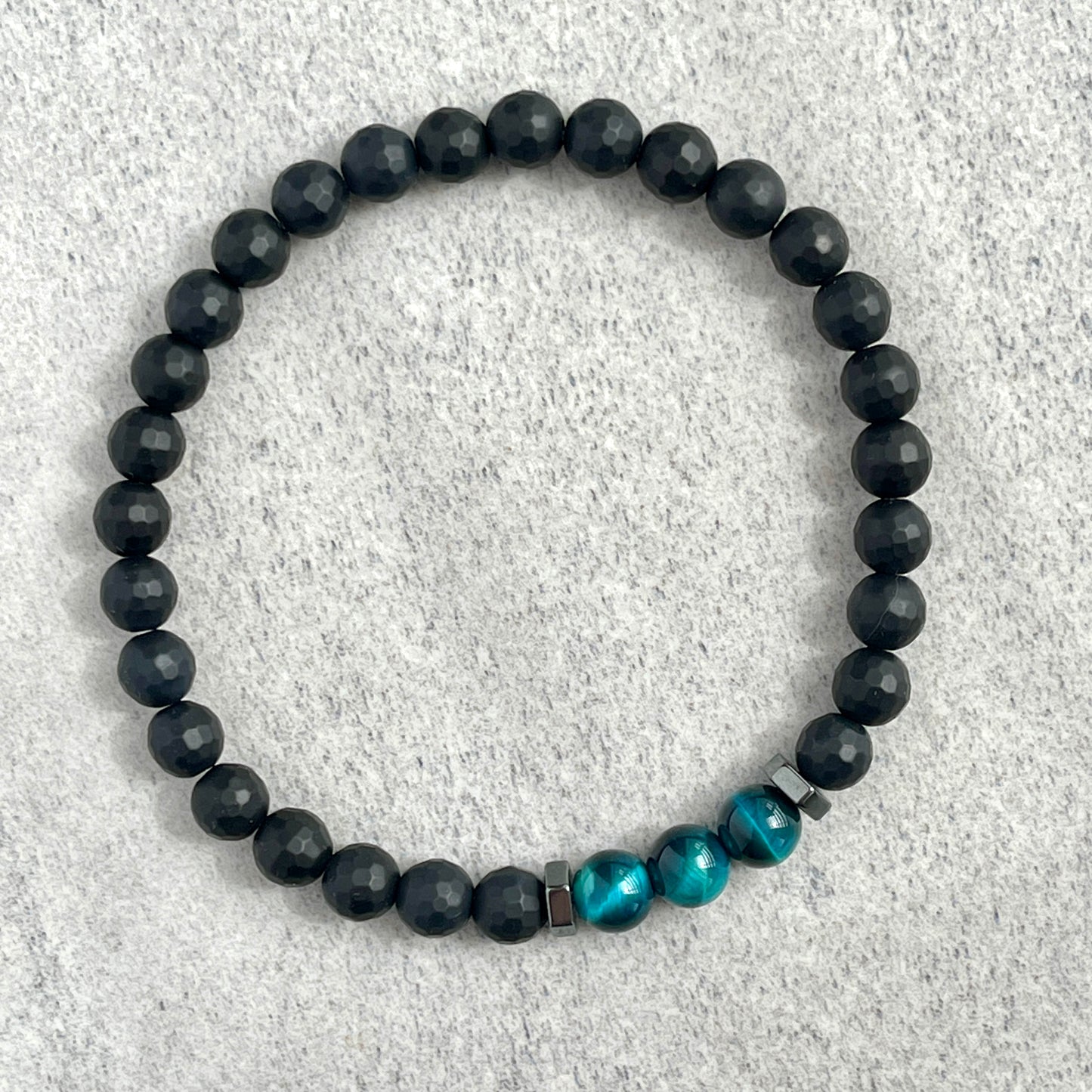 Aqua Blue Tiger Eye & Hematite Bracelets for Special Occasions