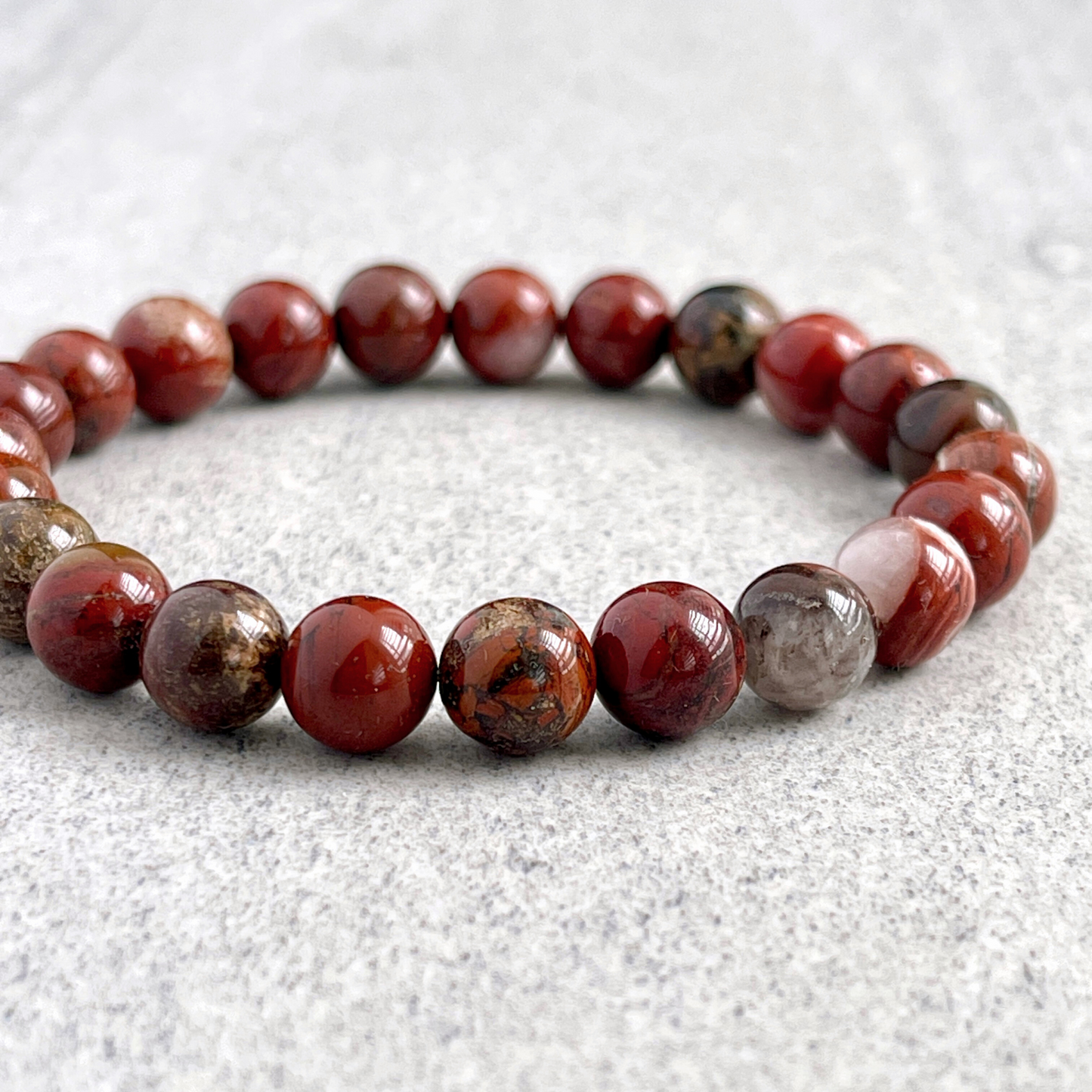 Flame Jasper Beaded Stretch Bracelet