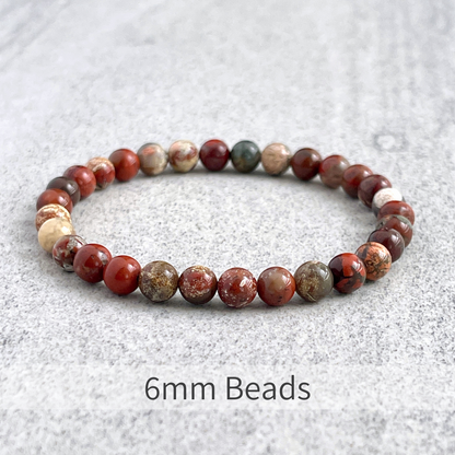 Flame Jasper Beaded Stretch Bracelet