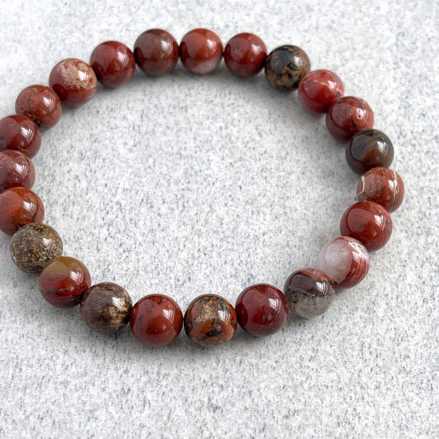 Flame Jasper Beaded Stretch Bracelet