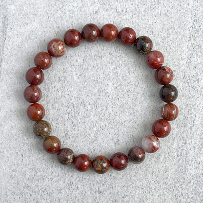 Flame Jasper Beaded Stretch Bracelet