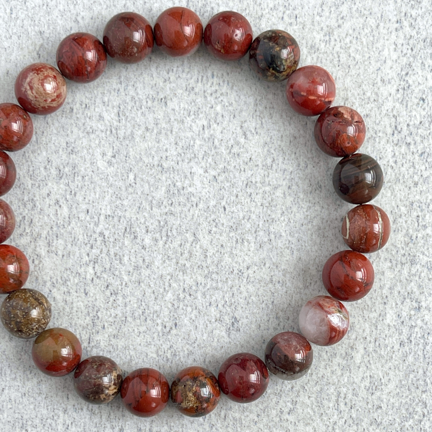 Flame Jasper Beaded Stretch Bracelet