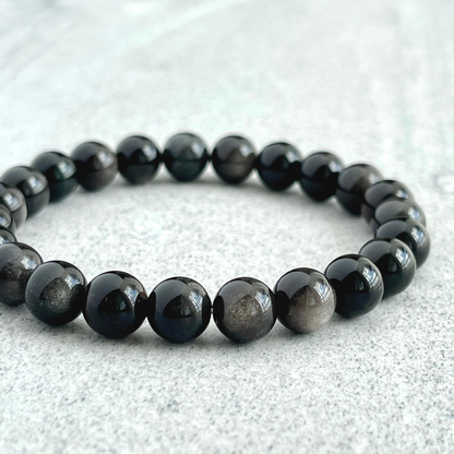 Grey Obsidian Beaded Stretch Bracelet