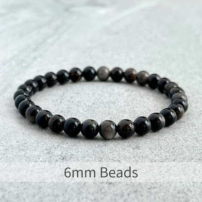 Grey Obsidian Beaded Stretch Bracelet