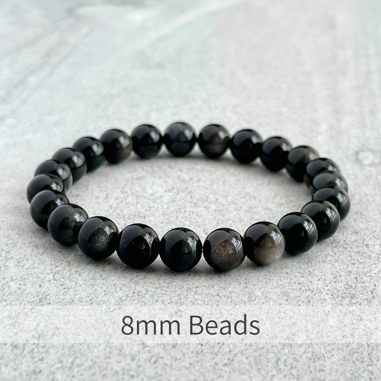 Grey Obsidian Beaded Stretch Bracelet