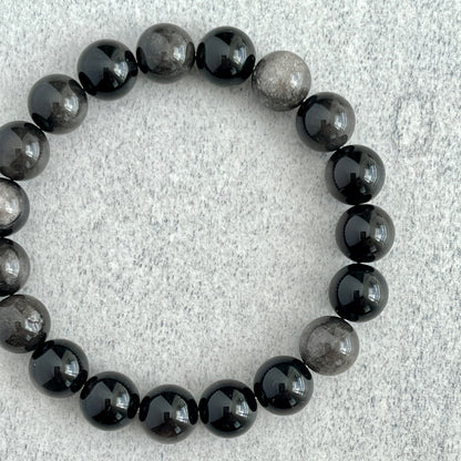 Grey Obsidian Beaded Stretch Bracelet