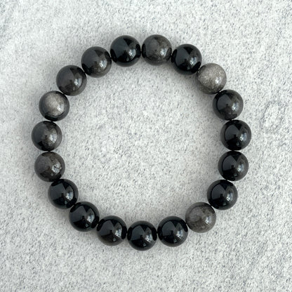 Grey Obsidian Beaded Stretch Bracelet