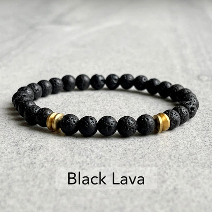 Matte Onyx Bracelet with Brass Rondelles