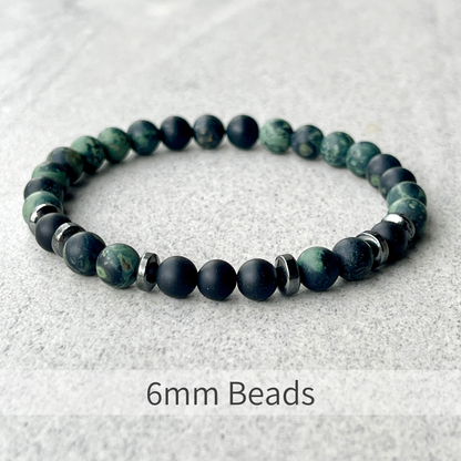 Matte Kambaba Jasper & Matte Onyx Beaded Bracelet
