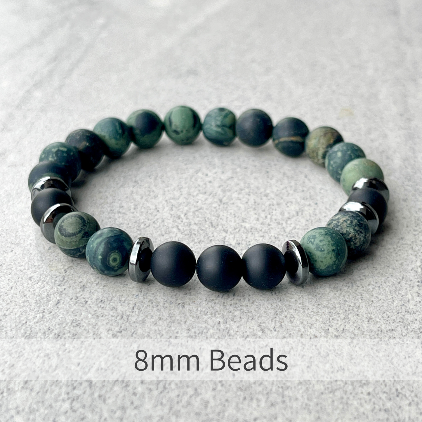 Matte Kambaba Jasper & Matte Onyx Beaded Bracelet