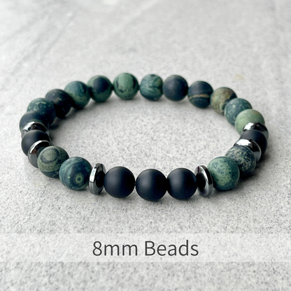 Matte Kambaba Jasper & Matte Onyx Beaded Bracelet