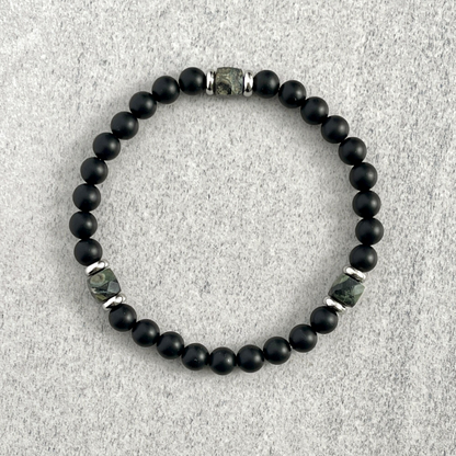 Matte Onyx & Kambaba Jasper Beaded Bracelet