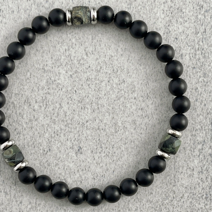 Matte Onyx & Kambaba Jasper Beaded Bracelet