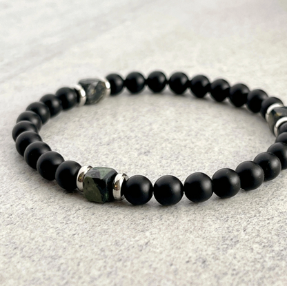 Matte Onyx & Kambaba Jasper Beaded Bracelet