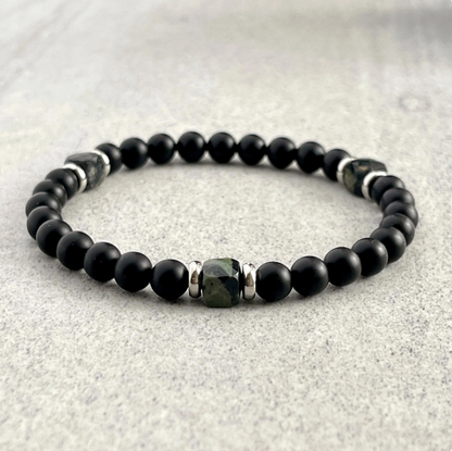 Matte Onyx & Kambaba Jasper Beaded Bracelet