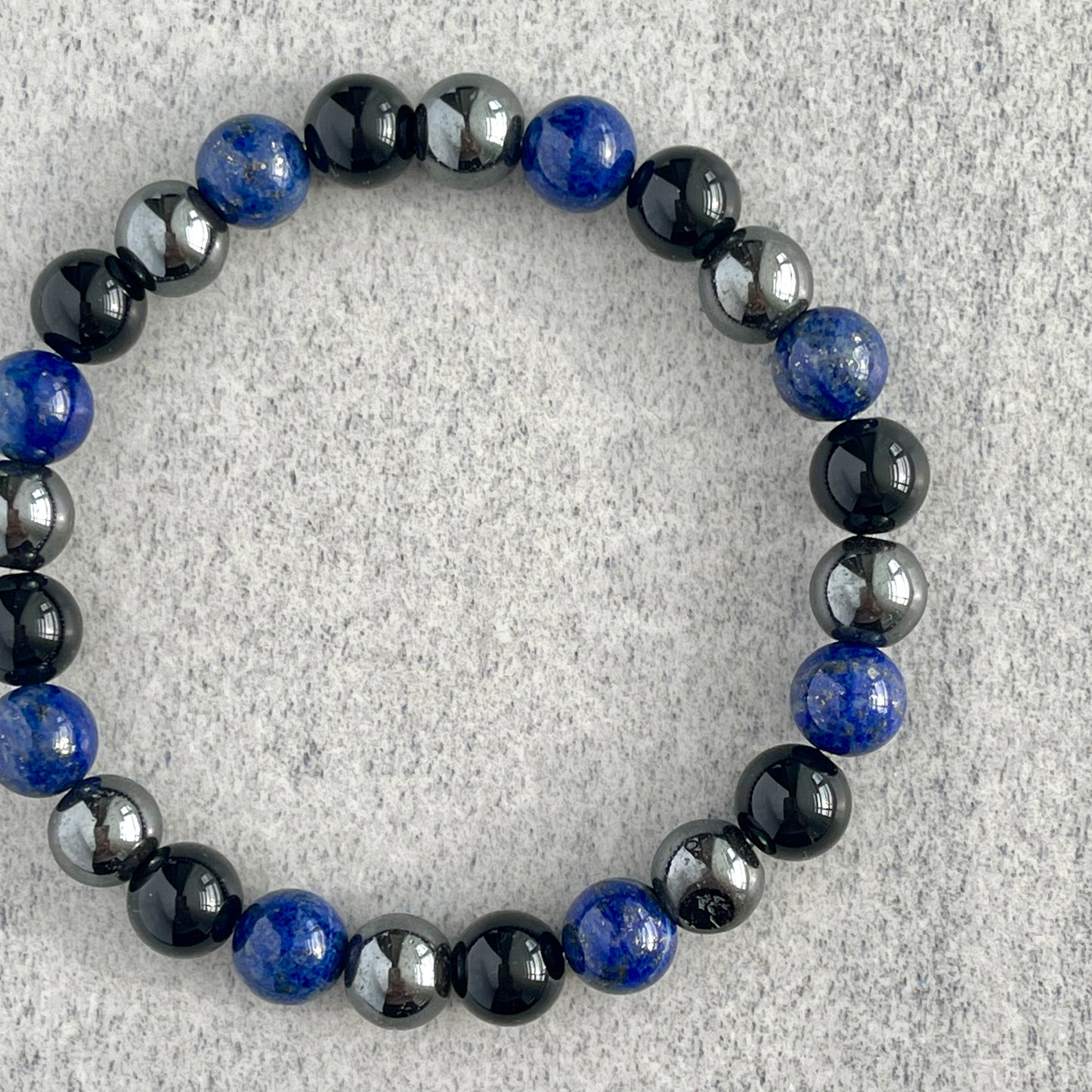 Lapis Lazuli, Onyx & Hematite Beaded Bracelet